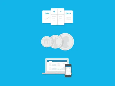 Spot illustrations coins devices illustrations macbook money montage single ledger xero