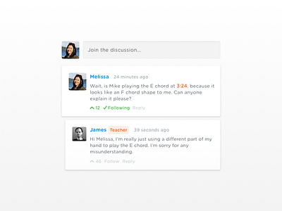 Inline discussion answer discussion follow forum message qa question reply student teacher user vote