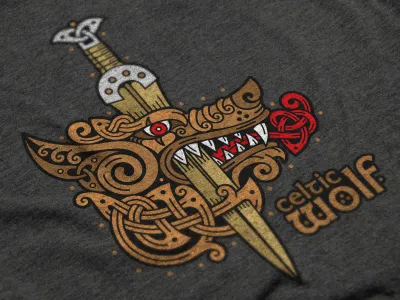 Celtic Wolf celtic emblem irish knot ornament sword wolf