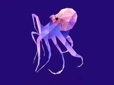Octopus. animals cute animals fish jelly fish low poly low polygon octopus photoshop photoshop cc purple vector vector art