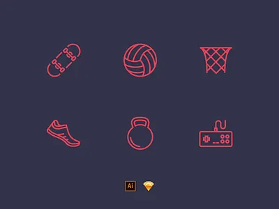 Sport Icons basketball games running skate volleyball weight