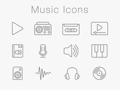 Music Icons Set audio book icon icons iconset media microphone music pictograms pixel perfect radio sketch app wave