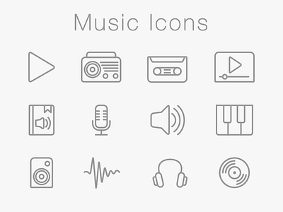 Music Icons Set audio book icon icons iconset media microphone music pictograms pixel perfect radio sketch app wave