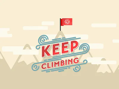 Keep Climbing WIP climb clouds flag flat mountain typography wind
