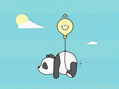 Happy Panda balloon children clouds cute happy happy panda illustration panda sky smile smiley face sun