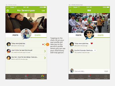 Trendy Chat to Chat interaction chat interaction ios profile sketch social trendy chat
