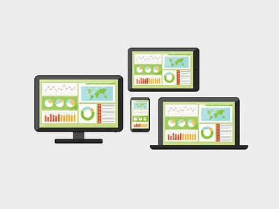 Data Across Platforms computer cross platform dashboard data laptop smart phone tablet vector