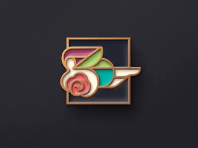 Fairy Pin cooper enamel fairy flower geometry girl icon identity logo modern retro vintage