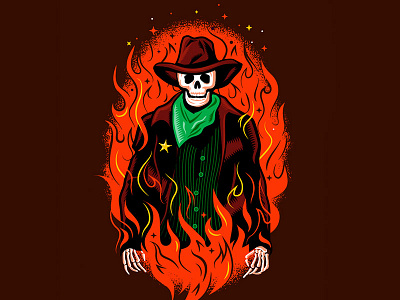 Devil's Gap Jalapeño Ale beer cowboy fire illustration jalapeño label skull stars