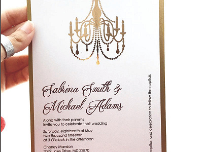 Chandelier Wedding Invitation art chandelier design foiled gold graphic handmade invitation type typography wedding layout