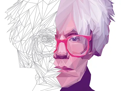 Andy Warhol LowPoly Portrait Process andywarhol artist digitalart illustration lowpoly popart portrait vector