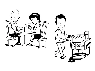 Couple having some wine, a guy buying booze