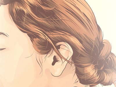 Messy Bun bun gradient hair portrait vector
