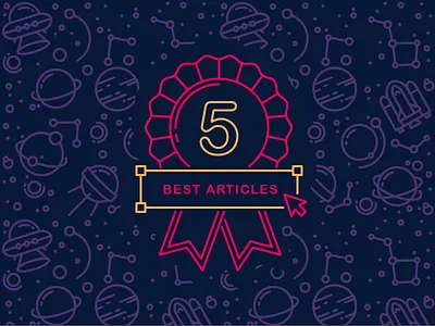 Icon Utopia is Live! arrow articles best five icons illustration outline pattern planets ribbon space winner