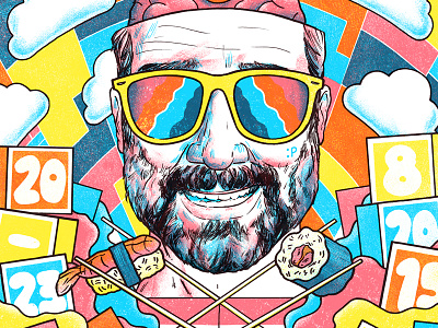 Dribbble Buxton adam buxton fesitval green man illustration just coming luke drozd or sutin poster screen print screenprint stephen