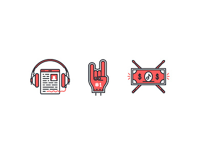 Soundninja icons dollar fan headphones lineart music