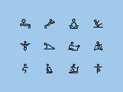 Fitness Icons bench press fitness gym pull ups push ups squats windows 10 yoga