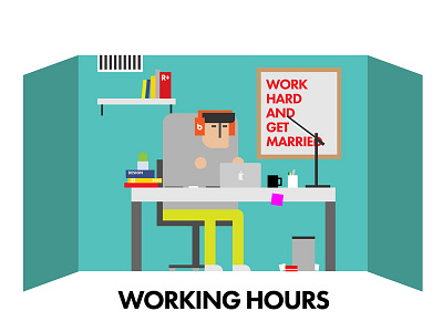 WORKING HOURS ai colourful designer illustration illustrator office vector