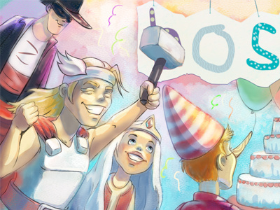 banner cartoon character
