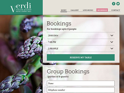 Verdi Italian booking clean form responsive simple ui web