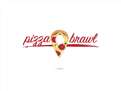 Pizza Brawl flat illustration graphic icon location location marker map pizza type typography