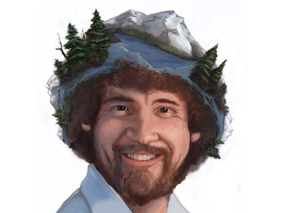 Bob Ross Portrait bob ross digital painting happy little trees pbs photoshop portrait