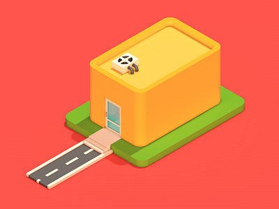 WIP - Cheese Production House c4d cheese flat house isometric lighting render wip