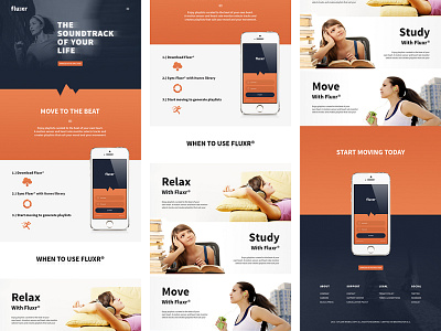 Fluxr® App Responsive Website app design fitness gradient interface minimal mobile music navigation responsive ui ux