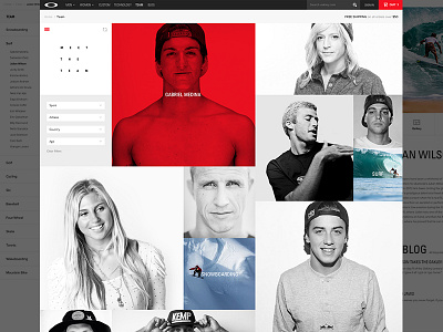 Team action sports athletes design oakley web design