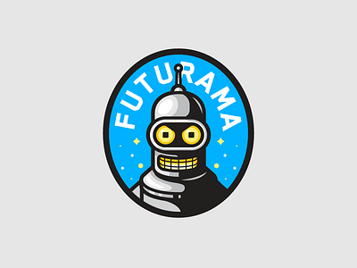 Bite my shinny metal... badge bender delivery futurama icon illustration robot space