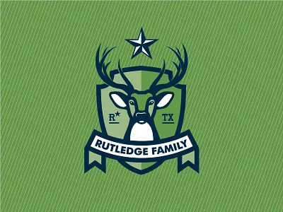 Rutledge Family Crest antlers banner coat of arms crest deer draplin family green horns rutledge stag star
