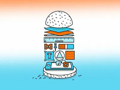 illustration ,,Burger,, art burger creative burger flat hamburger icon illustration line