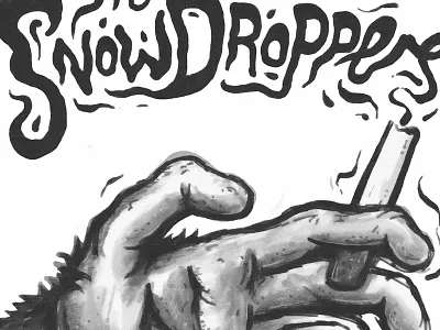 'SNOWDROPPERS' Smoking Monkey Paw shirt apparel band branding hand lettering illustration logo monkey paw shirt smoke smoking typography voodoo