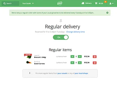 YourGrocer - regular delivery screen groceries