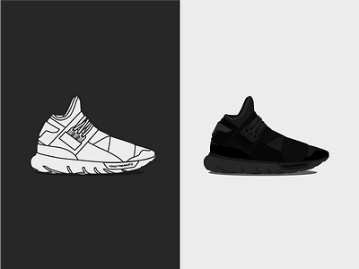 Y-3 Qasa illo. adidas black icon illustration illustrator shoes sneakers vector