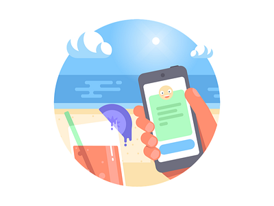 Sabai dee app beach cocktail flat hand illustration mobile ocean