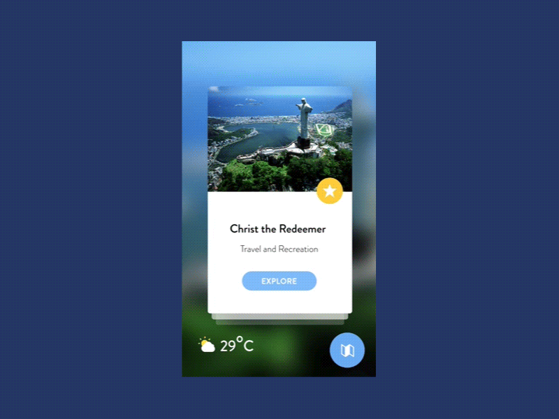 Principle - Wander - Travel App animation app cards flat principle prototype travel ui vector wander