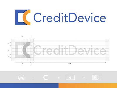 CreditDevice Update balanced branding construction credit device finance identity logo money pay symmetry