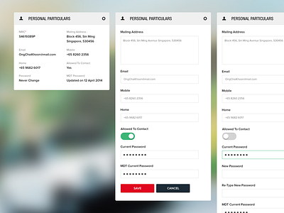 Personal Data Configuration collapse configuration dashboard expand settings smrt taxi