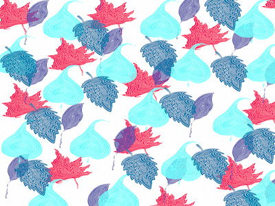 Leaves Pattern blue colour illustration photoshop purple random red