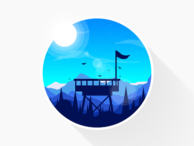 Icewatch circle day digital fan art forest game icon illustration minimal sky sunset survival