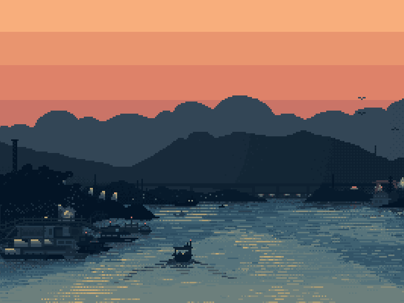 The River, GIF gif illustration pixel art retro vintage