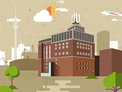 Dortmunder U city illustration landmark retro u vector