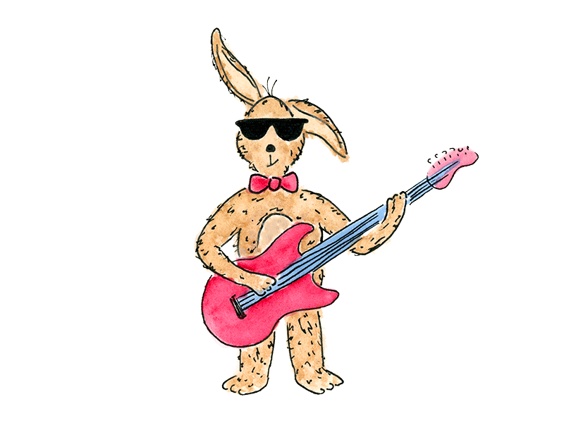 Rockin Rabbit illustration rabbit water color