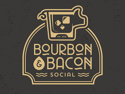 Bourbon & Bacon bacon badge bourbon drink event food pig social typography