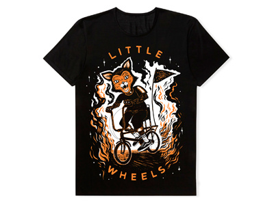 Little Wheels Shirts! cat cycling drawing halloween illustration ink tshirt wip