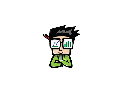 DataNerd data geek human logo mascot modern nerd pencil smart smile statistic