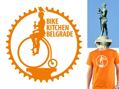 Bike Kitchen Belgrade belgrade bicycle bicycle workshop bike kitchen design graphic design logo orange serbia shirt sign symbol