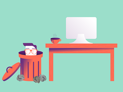 Disposable clean computer design desk flat graphics illustration trash vector