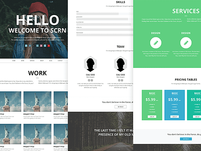 SCRN Remaster about flat layout minimal portfolio pricing tables scrn services template website
